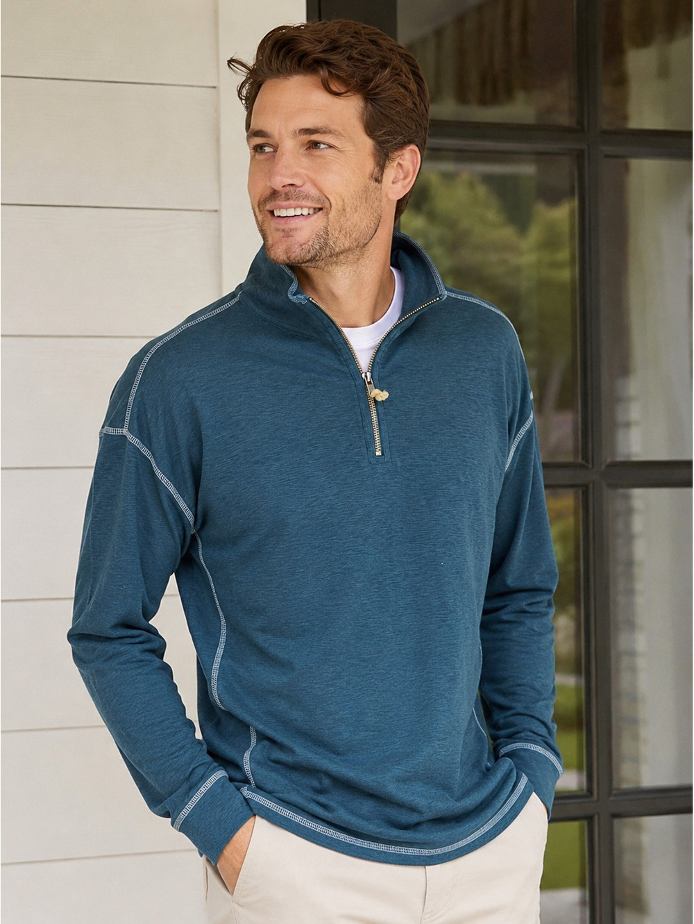 Roundtree & Yorke | M | NWT | Teal Quarter Zip Pullover